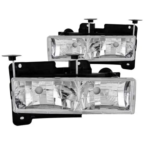 ANZO 1988-1998 Chevrolet C1500 Crystal Headlights Chrome w/o Bulbs thumbnail 2
