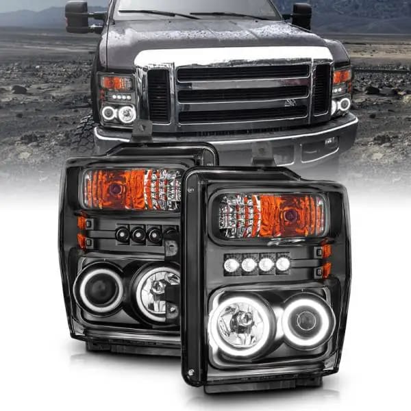 ANZO 2008-2010 Ford F-250 Projector Headlights w/ Halo Black (CCFL) thumbnail 6