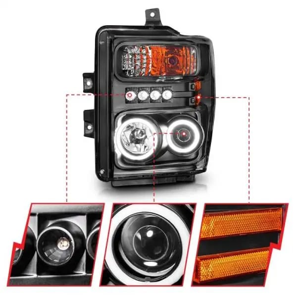 ANZO 2008-2010 Ford F-250 Projector Headlights w/ Halo Black (CCFL) thumbnail 10