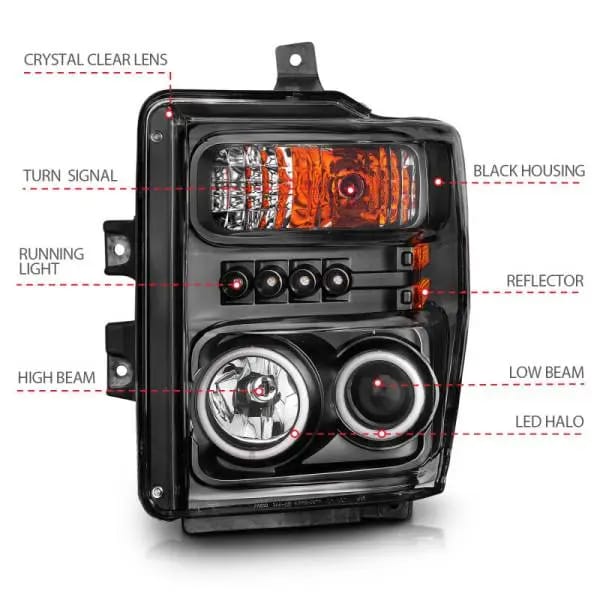 ANZO 2008-2010 Ford F-250 Projector Headlights w/ Halo Black (CCFL) thumbnail 12