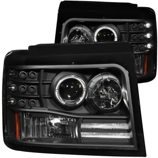 ANZO 1992-1996 Ford F-150 Projector Headlights w/ Halo Black w/ Side Markers and Parking Lights thumbnail 2
