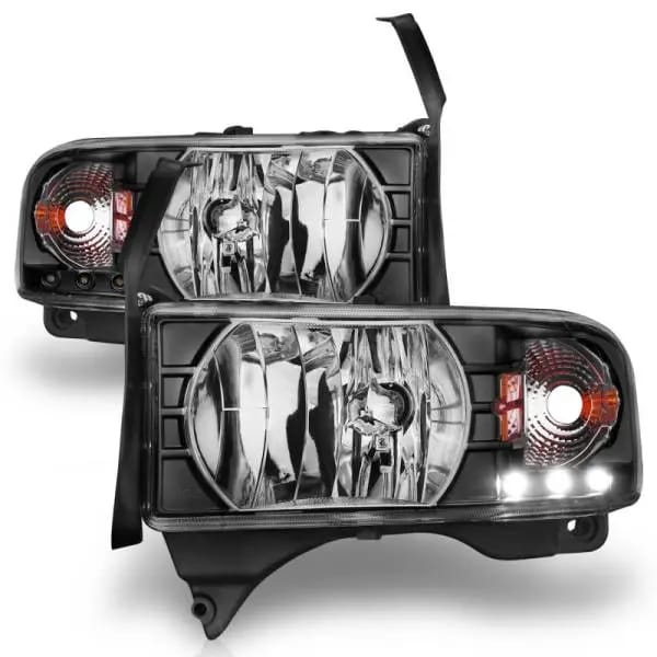 ANZO 1994-2001 Dodge Ram Crystal Headlights Black w/ LED thumbnail 4