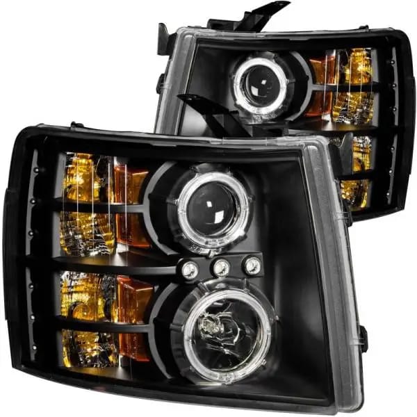 ANZO 2007-2013 Chevrolet Silverado 1500 Projector Headlights w/ Halo Black thumbnail 2