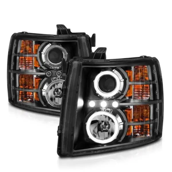 ANZO 2007-2013 Chevrolet Silverado 1500 Projector Headlights w/ Halo Black thumbnail 4