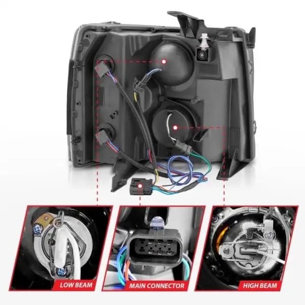 ANZO 2007-2013 Chevrolet Silverado 1500 Projector Headlights w/ Halo Black thumbnail 7