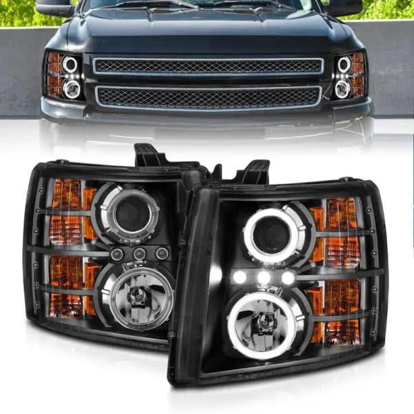 ANZO 2007-2013 Chevrolet Silverado 1500 Projector Headlights w/ Halo Black thumbnail 10