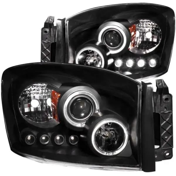 ANZO 2006-2008 Dodge Ram 1500 Projector Headlights w/ Halo Black thumbnail 2