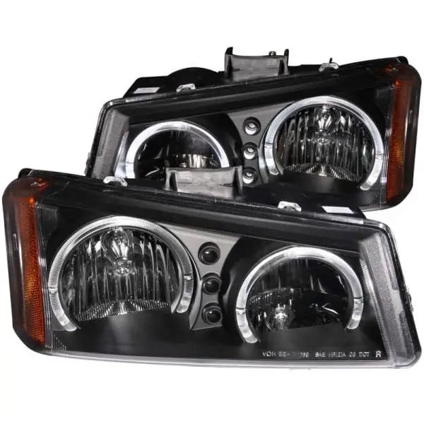 ANZO 2003-2006 Chevrolet Silverado 1500 Crystal Headlights w/ Halo Black thumbnail 2