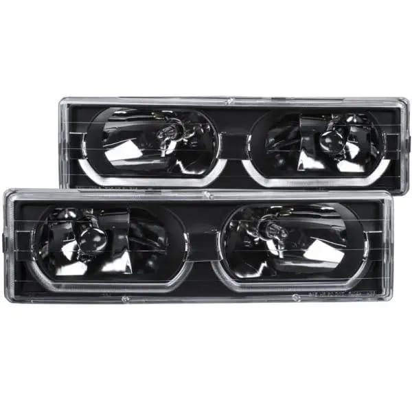 ANZO 1988-1998 Chevrolet C1500 Crystal Headlights Black w/ Low - Brow thumbnail 2