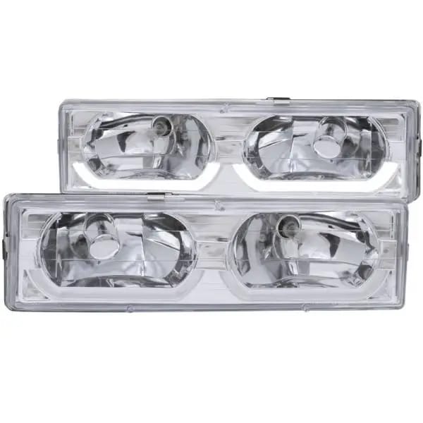 ANZO 1988-1998 Chevrolet C1500 Crystal Headlights Chrome w/ Low - Brow thumbnail 2