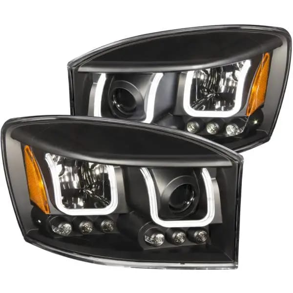 ANZO 2006-2008 Dodge Ram 1500 Projector Headlights w/ U-Bar Black thumbnail 2