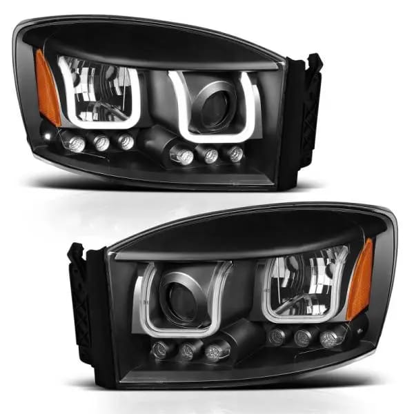 ANZO 2006-2008 Dodge Ram 1500 Projector Headlights w/ U-Bar Black thumbnail 6