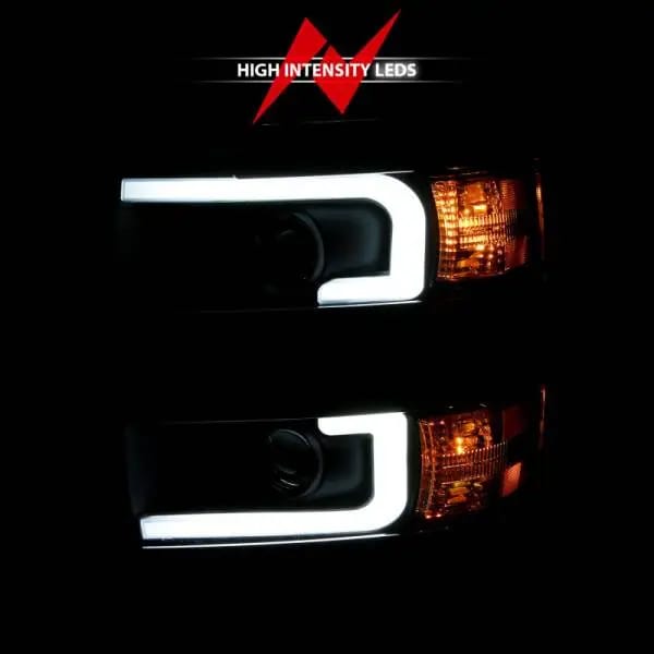 ANZO 2015-2016 Chevrolet Silverado Projector Headlights w/ Plank Style Design Black w/ Amber thumbnail 6