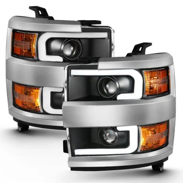 ANZO 2015-2016 Chevrolet Silverado Projector Headlights w/ Plank Style Design Black w/ Amber thumbnail 7