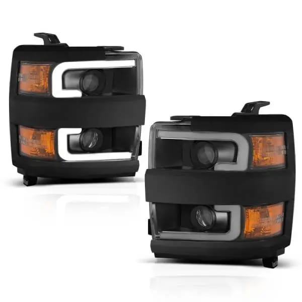 ANZO Projector Headlights 15-17 Chevrolet Silverado 2500HD / 3500HD Black w/ Black Rim thumbnail 8