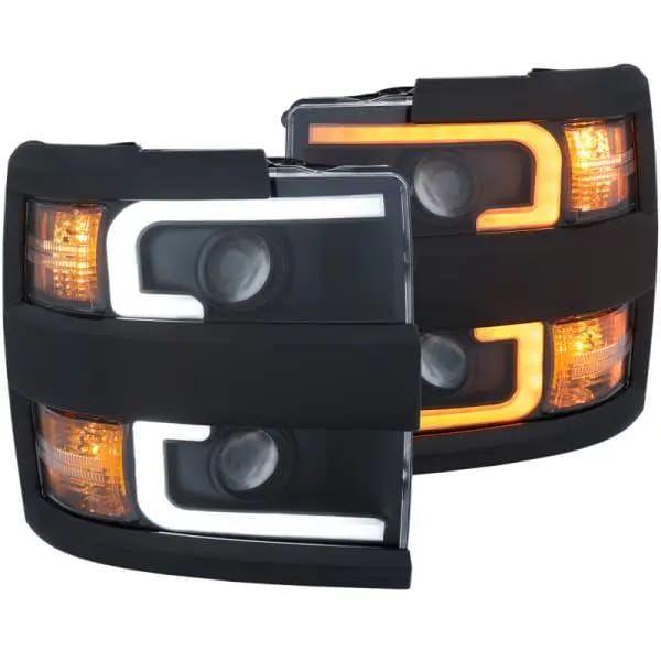 ANZO Projector Headlights 15-17 Chevrolet Silverado 2500HD / 3500HD Black w/ Black Rim thumbnail 13