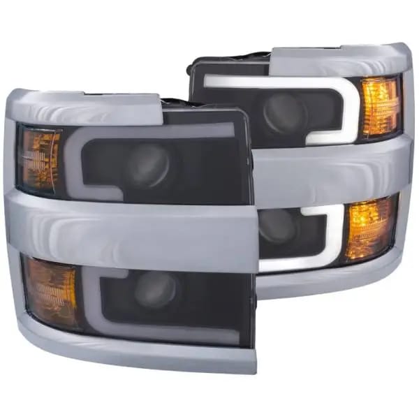 ANZO Projector Headlights 15-17 Chevrolet Silverado 2500HD / 3500HD Black w/ Chrome Rim thumbnail 3