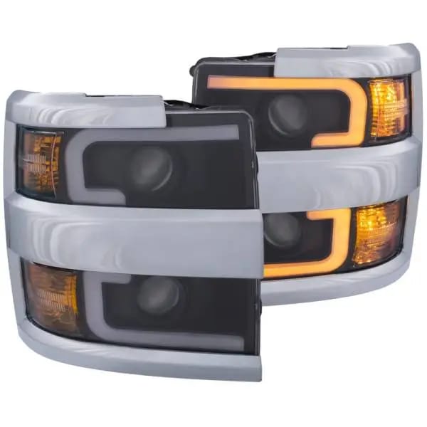 ANZO Projector Headlights 15-17 Chevrolet Silverado 2500HD / 3500HD Black w/ Chrome Rim thumbnail 4