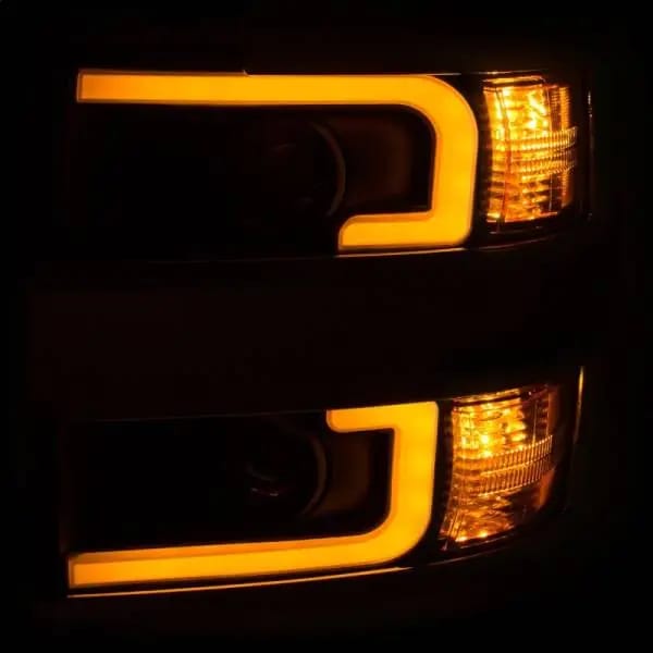 ANZO Projector Headlights 15-17 Chevrolet Silverado 2500HD / 3500HD Black w/ Chrome Rim thumbnail 7