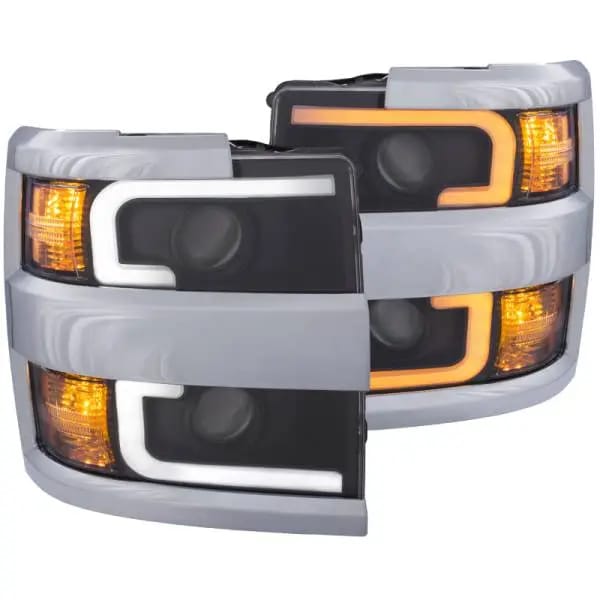 ANZO Projector Headlights 15-17 Chevrolet Silverado 2500HD / 3500HD Black w/ Chrome Rim thumbnail 12