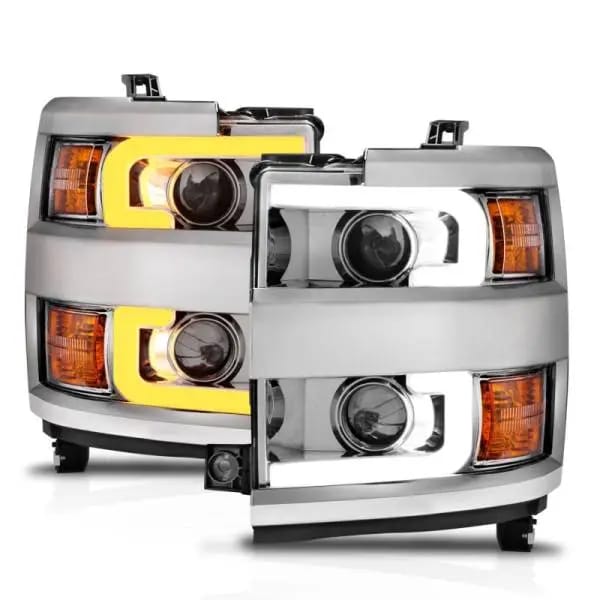 ANZO Projector Headlights 15-17 Chevrolet Silverado 2500HD / 3500HD Chrome w/ Chrome Rim thumbnail 3