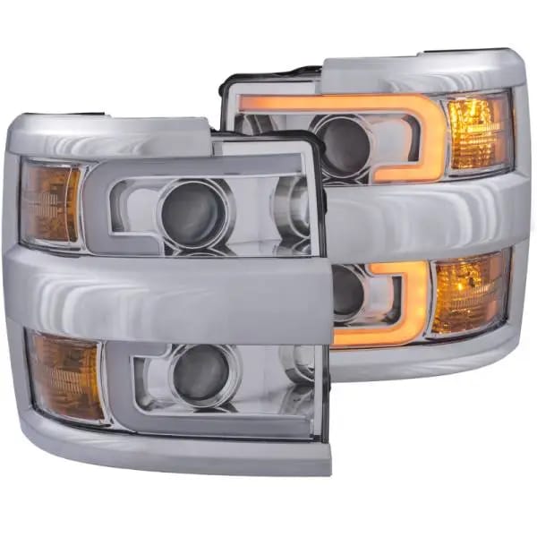 ANZO Projector Headlights 15-17 Chevrolet Silverado 2500HD / 3500HD Chrome w/ Chrome Rim thumbnail 14