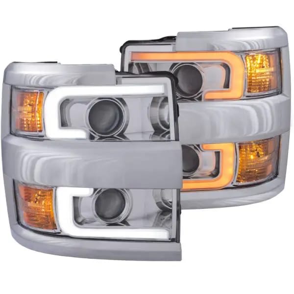 ANZO Projector Headlights 15-17 Chevrolet Silverado 2500HD / 3500HD Chrome w/ Chrome Rim thumbnail 16