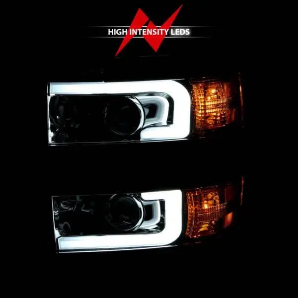 ANZO 2015-2016 Chevrolet Silverado Projector Headlights w/ Plank Style Design Chrome w/ Amber thumbnail 6
