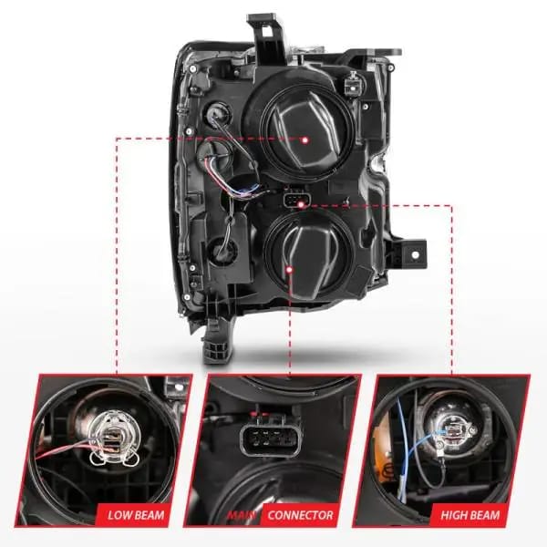 ANZO 2015-2016 Chevrolet Silverado Projector Headlights w/ Plank Style Design Chrome w/ Amber thumbnail 9