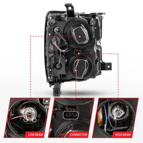 ANZO 2015-2016 Chevrolet Silverado Projector Headlights w/ Plank Style Design Chrome w/ Amber thumbnail 12