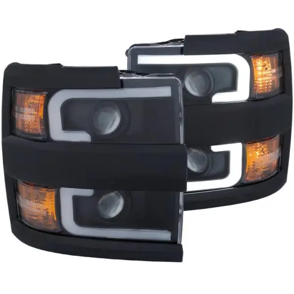 ANZO Projector Headlights With Plank Style Design Black w/Amber 15-17 Chevrolet Silverado 2500/3500 thumbnail 2
