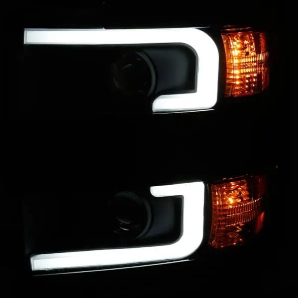 ANZO Projector Headlights With Plank Style Design Black w/Amber 15-17 Chevrolet Silverado 2500/3500 thumbnail 6