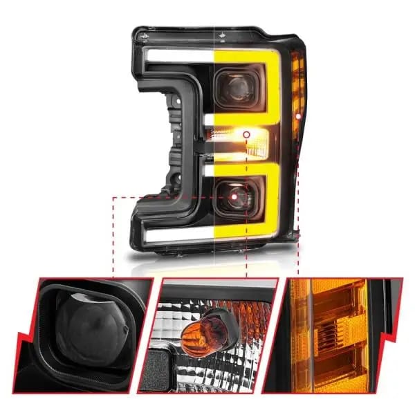 ANZO LED Headlights 17-18 Ford F-250 Super Duty Plank-Style L.E.D. Headlight Black (Pair) thumbnail 5