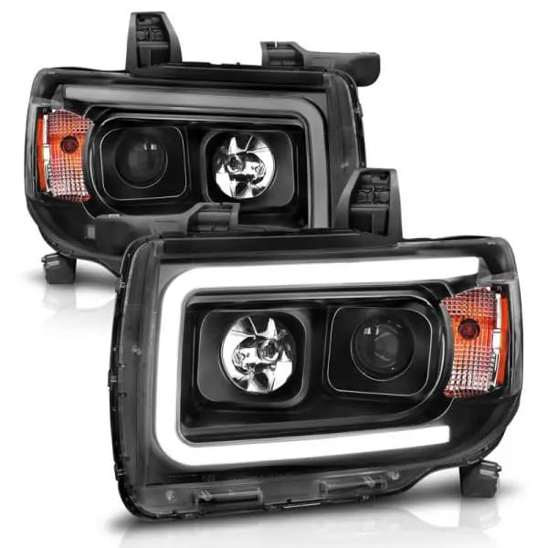 ANZO 2015+ GMC Canyon Projector Headlights w/ Plank Style Design Black w/ Amber thumbnail 3