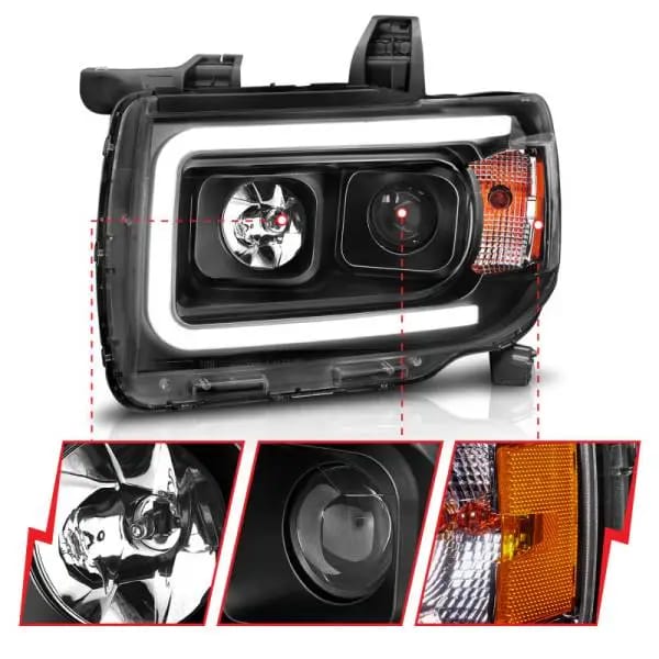 ANZO 2015+ GMC Canyon Projector Headlights w/ Plank Style Design Black w/ Amber thumbnail 4