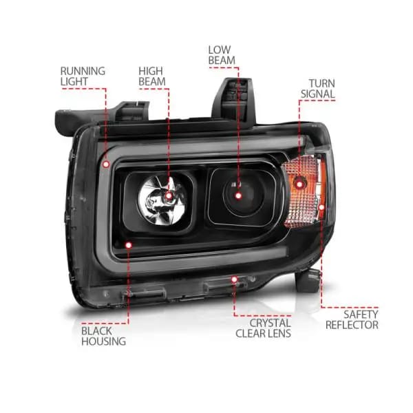 ANZO 2015+ GMC Canyon Projector Headlights w/ Plank Style Design Black w/ Amber thumbnail 5
