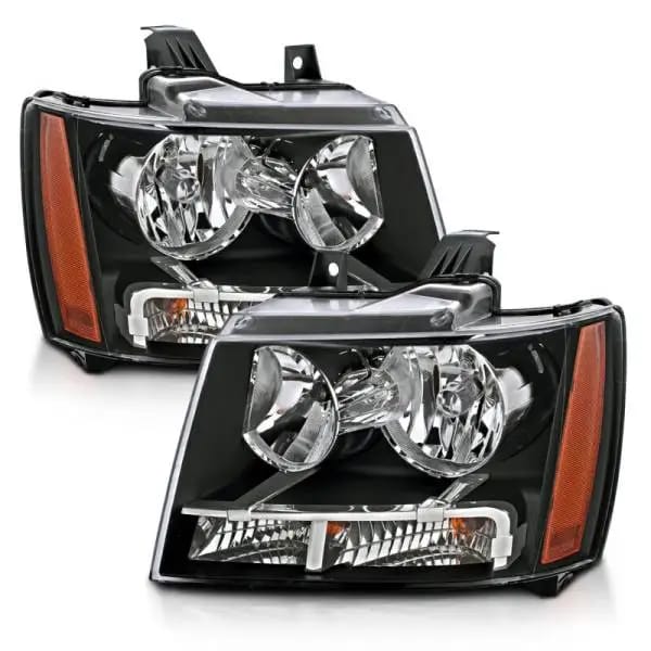 ANZO 2007-2014 Chevrolet Tahoe/Suburban Crystal Headlights Black thumbnail 2