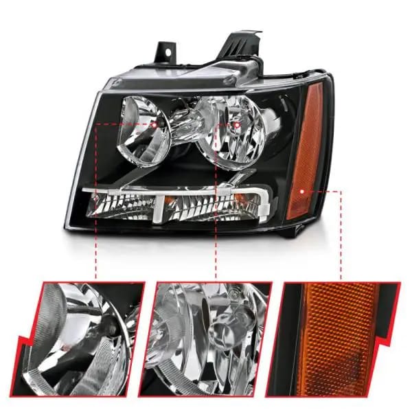 ANZO 2007-2014 Chevrolet Tahoe/Suburban Crystal Headlights Black thumbnail 7
