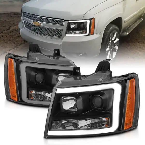 ANZO 07-14 Chevy Tahoe Projector Headlights w/ Plank Style Design Black w/ Amber thumbnail 5