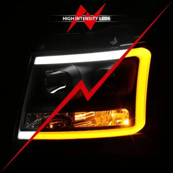 ANZO 07-14 Chevy Tahoe Projector Headlights w/ Plank Style Design Black w/ Amber thumbnail 10