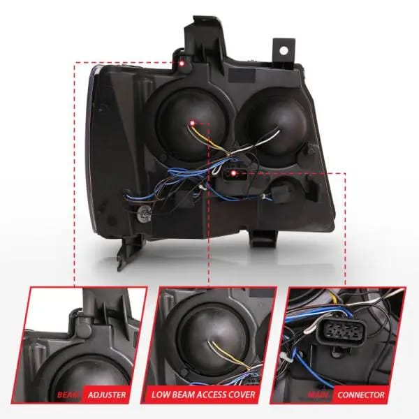 ANZO 07-14 Chevy Tahoe Projector Headlights w/ Plank Style Design Black w/ Amber thumbnail 13