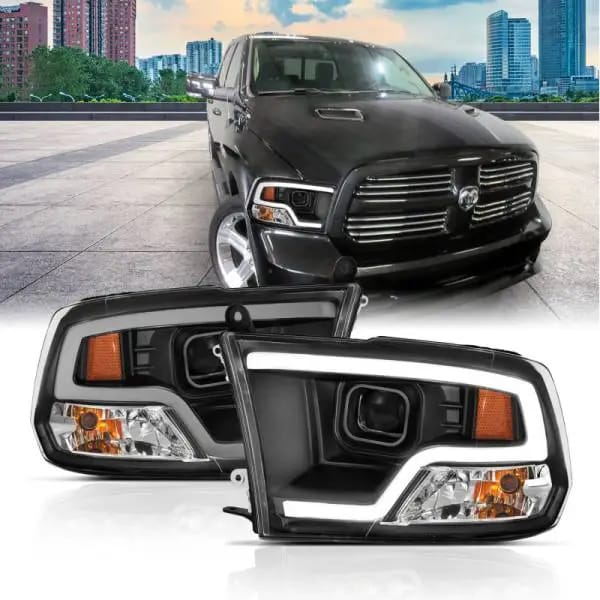 ANZO 09-18 Dodge Ram 1500 Plank Style Projector Headlights Black w/ Halo thumbnail 5