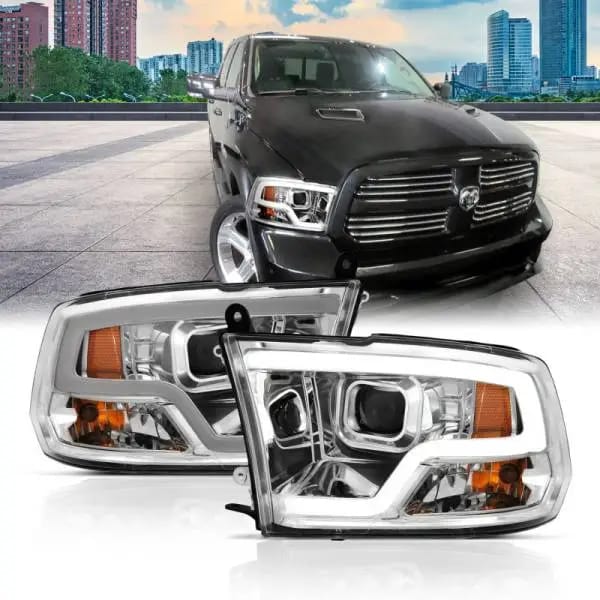 ANZO 09-18 Dodge Ram 1500 Plank Style Projector Headlights Chrome w/ Halo thumbnail 5