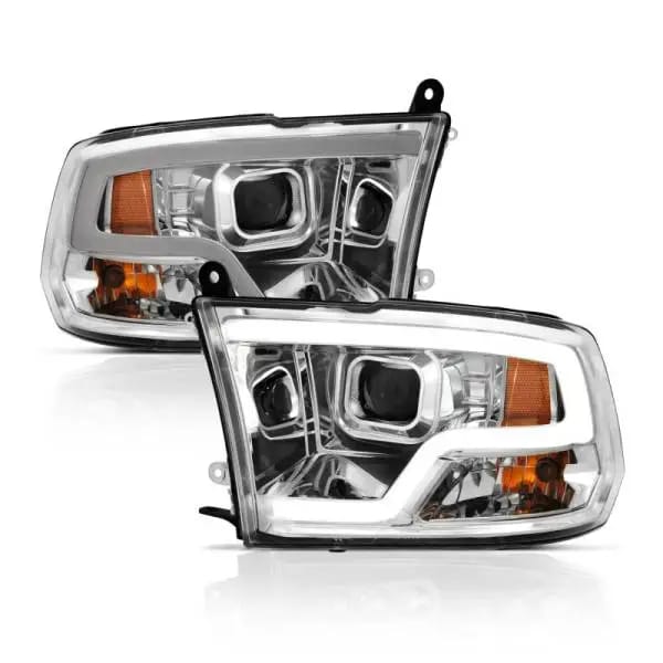 ANZO 09-18 Dodge Ram 1500 Plank Style Projector Headlights Chrome w/ Halo thumbnail 7