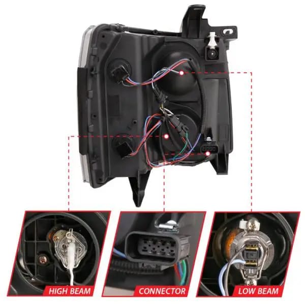 ANZO 07-13 Chevrolet Silverado 1500 Plank Style Projector Headlights Black w/ Amber thumbnail 10