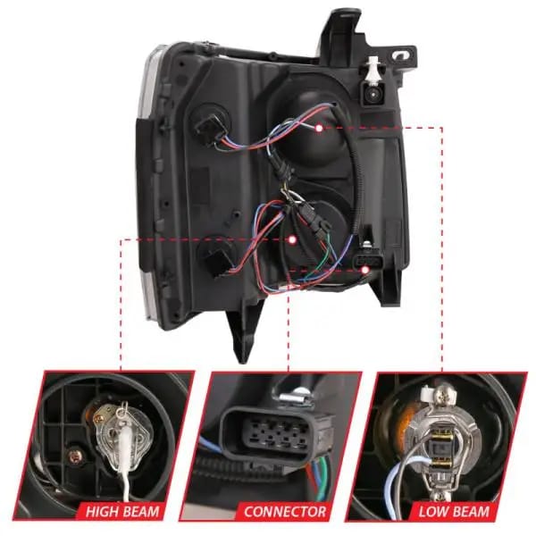 ANZO 07-13 Chevrolet Silverado 1500 Plank Style Projector Headlights Black w/ Amber thumbnail 15