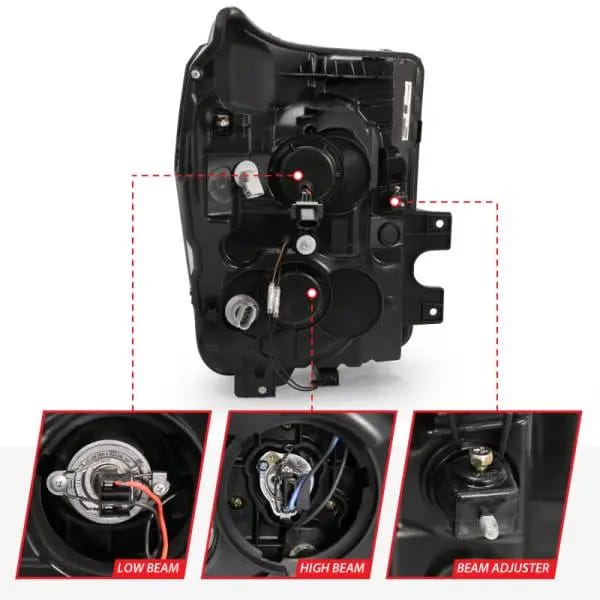 ANZO 2011-2016 Ford F250 Projector Headlights w/ Plank Style Switchback Black w/ Amber thumbnail 4