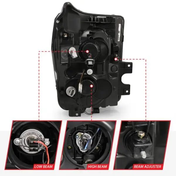 ANZO 2011-2016 Ford F250 Projector Headlights w/ Plank Style Switchback Black w/ Amber thumbnail 6