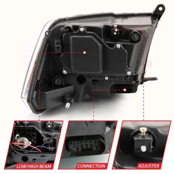 ANZO 2009-2018 Dodge Ram 1500 Projector Plank Style Switchback H.L Halo Black Amber (OE Style) thumbnail 9