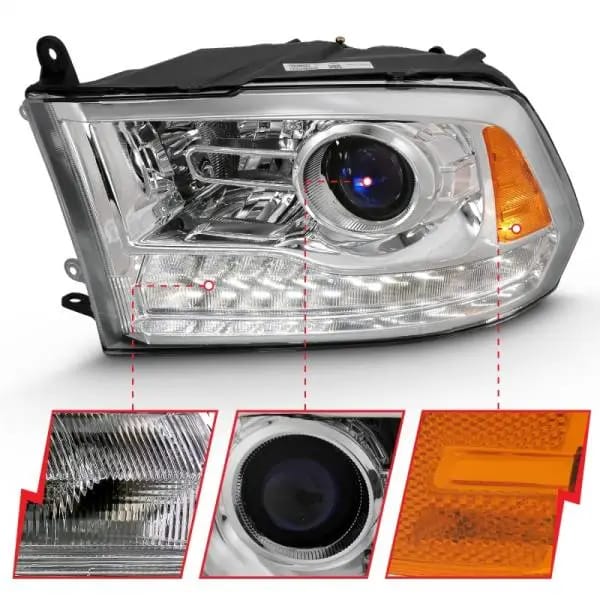 ANZO 2009-2018 Dodge Ram 1500 Projector Plank Style Switchback H.L Halo Chrome Amber (OE Style) thumbnail 5